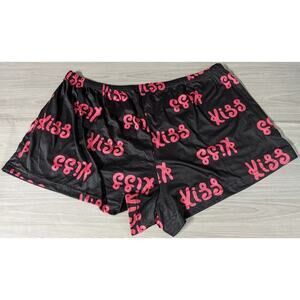 Womens Shorts Plus Size 4XL Pink Black Kiss‎ Pajama Lounge Lightweight Stretchy